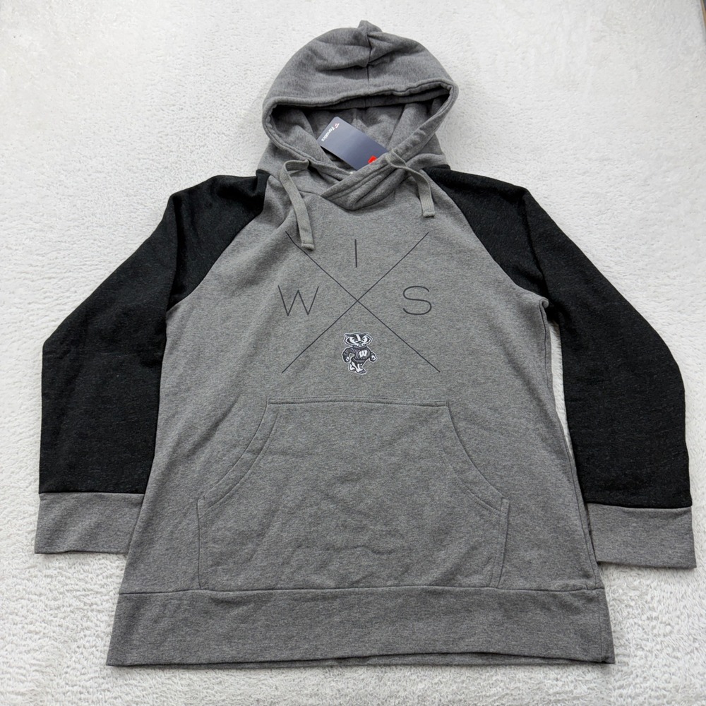 Fanatics Wisconsin Badgers Hoodie Gray Charcoal Bucky Badger Pullover 2XL NEW